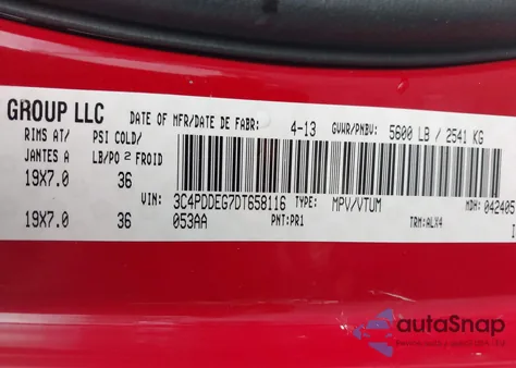 2013 Dodge Journey R/T Rallye from USA, damaged, VIN 3C4PDDEG7DT658116